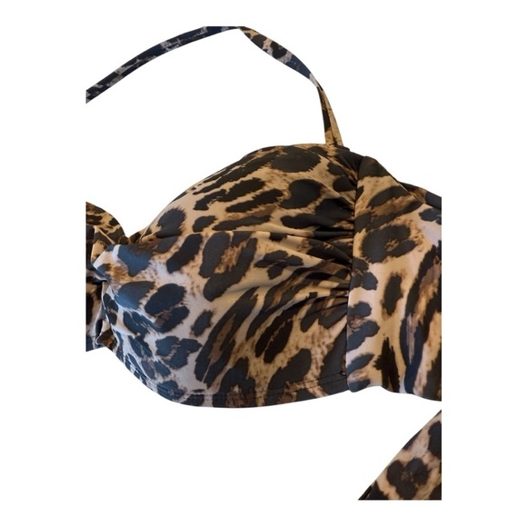 BAR III Beach Cheetah Bandeau with addl straps Tie Back Padded Bikini Swim Top - Picture 3 of 14